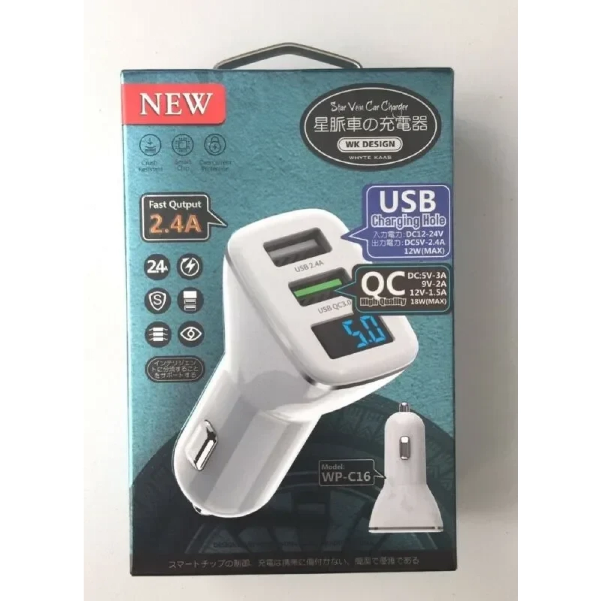 Φορτιστής Αυτοκινήτου WK DESIGN WP-C16 STAR VEIN (OEM) σε λευκό χρώμα
