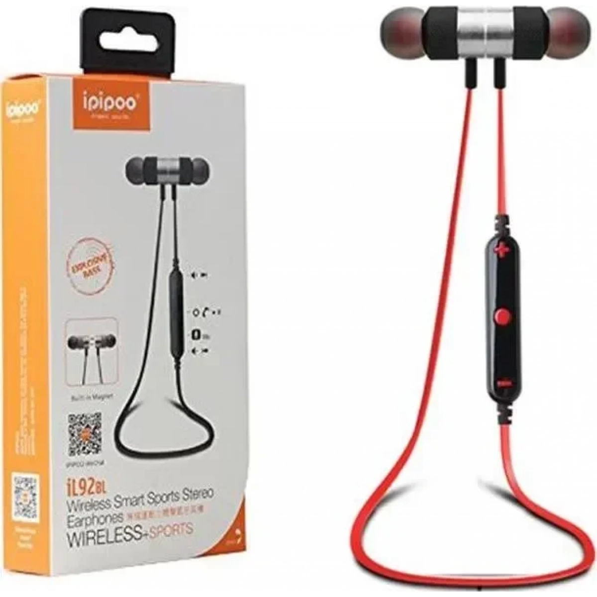 Ασύρματα Sports Bluetooth Headset - ipipoo iL92BL, σε κόκκινο χρώμα