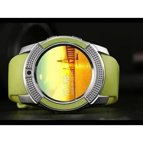 Ρολόι κινητό τηλέφωνο με κάρτα SIM OEM Smartwatch V8, σε πράσινο χρώμα