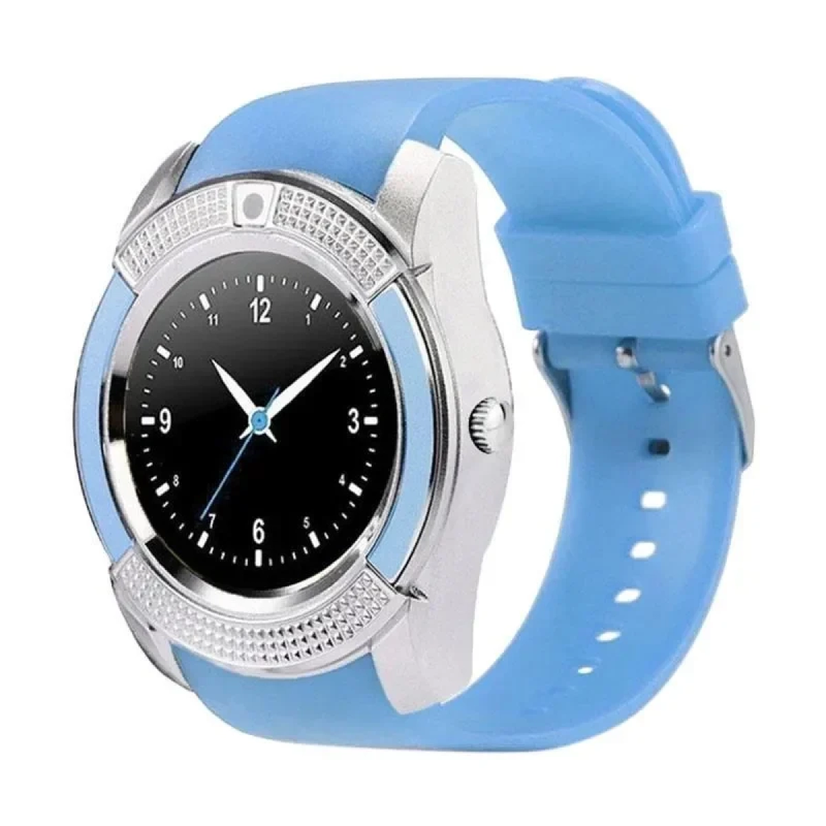 Ρολόι κινητό τηλέφωνο με κάρτα SIM OEM Smartwatch V8, σε γαλάζιο χρώμα