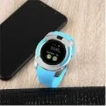 Ρολόι κινητό τηλέφωνο με κάρτα SIM OEM Smartwatch V8, σε γαλάζιο χρώμα