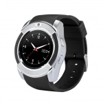 Ρολόι κινητό τηλέφωνο με κάρτα SIM OEM Smartwatch V8, σε ασημί χρώμα