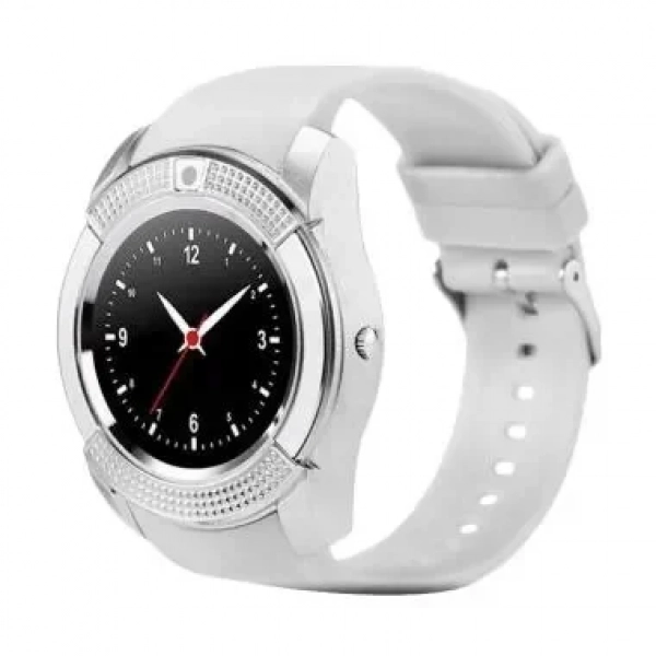 Ρολόι κινητό τηλέφωνο με κάρτα SIM OEM Smartwatch V8, σε λευκό χρώμα