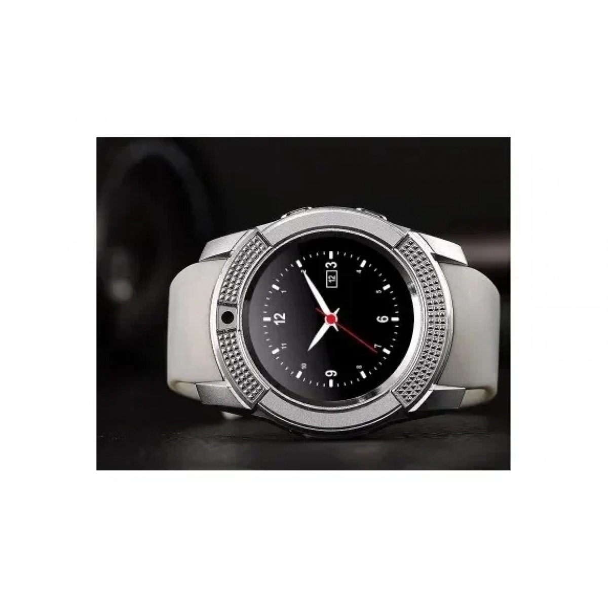 Ρολόι κινητό τηλέφωνο με κάρτα SIM OEM Smartwatch V8, σε λευκό χρώμα