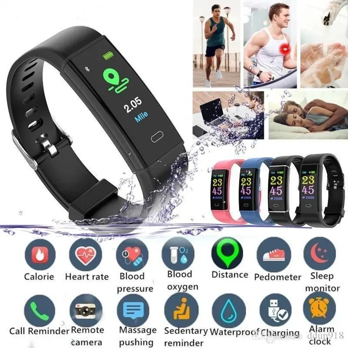 Smartwatch Bracelet D12 με Bluetooth Μέτρηση Παλμών και Καταγραφή Βημάτων Health, σε μαύρο χρώμα