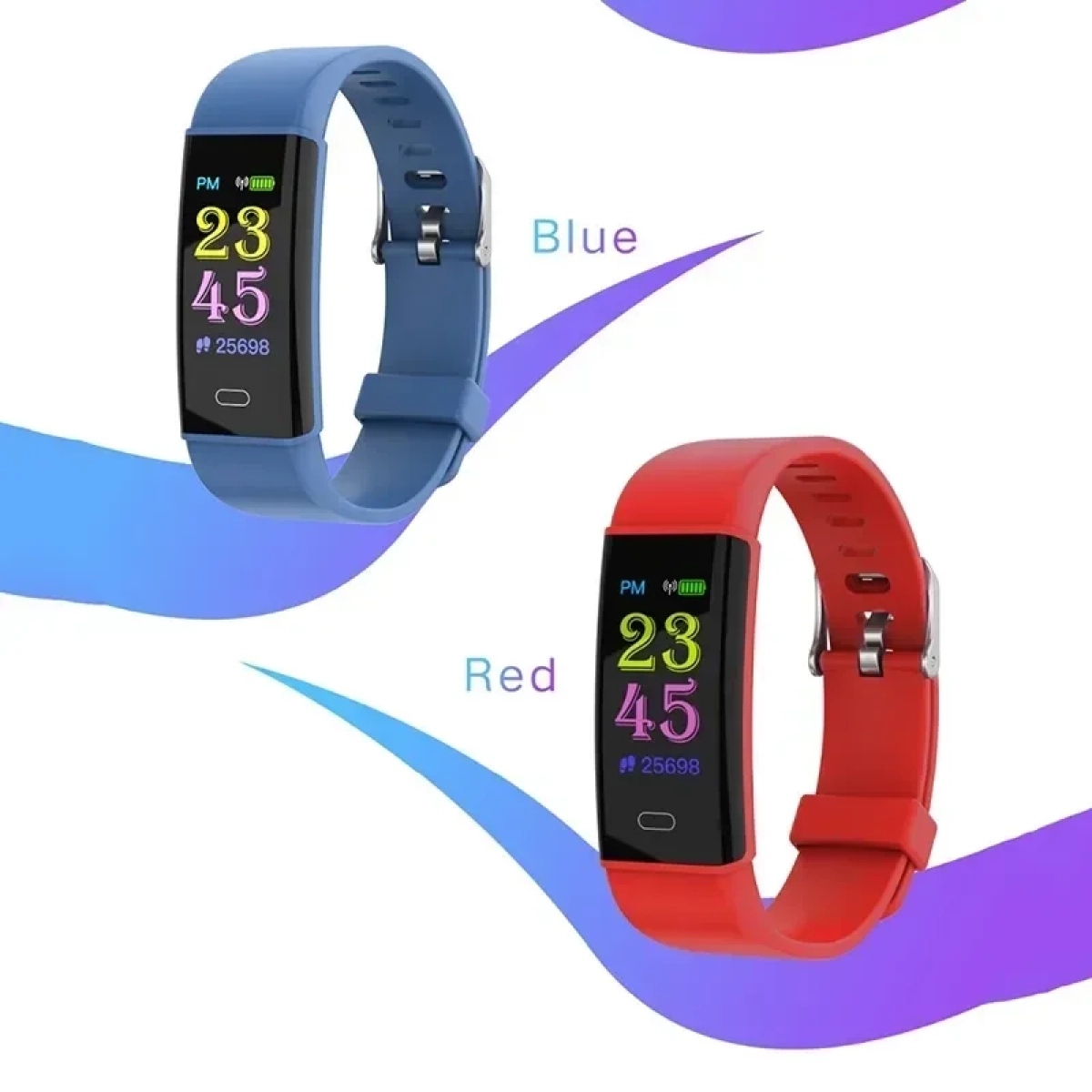 Smartwatch Bracelet D12 με Bluetooth Μέτρηση Παλμών και Καταγραφή Βημάτων Health, σε κόκκινο χρώμα