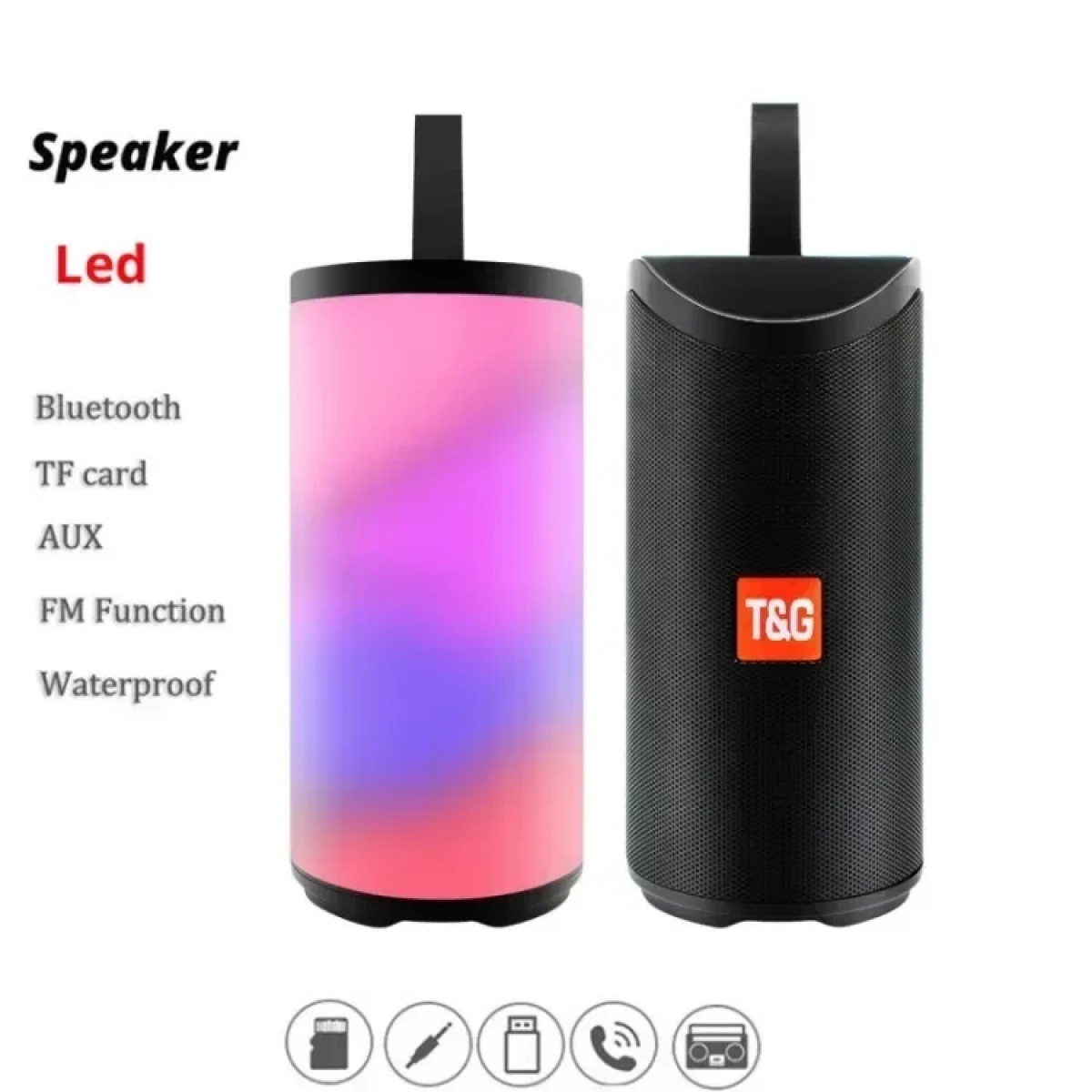 Ασύρματο ηχείο LED Bluetooth – USB/SD – T&G TG-169, σε μαύρο χρώμα