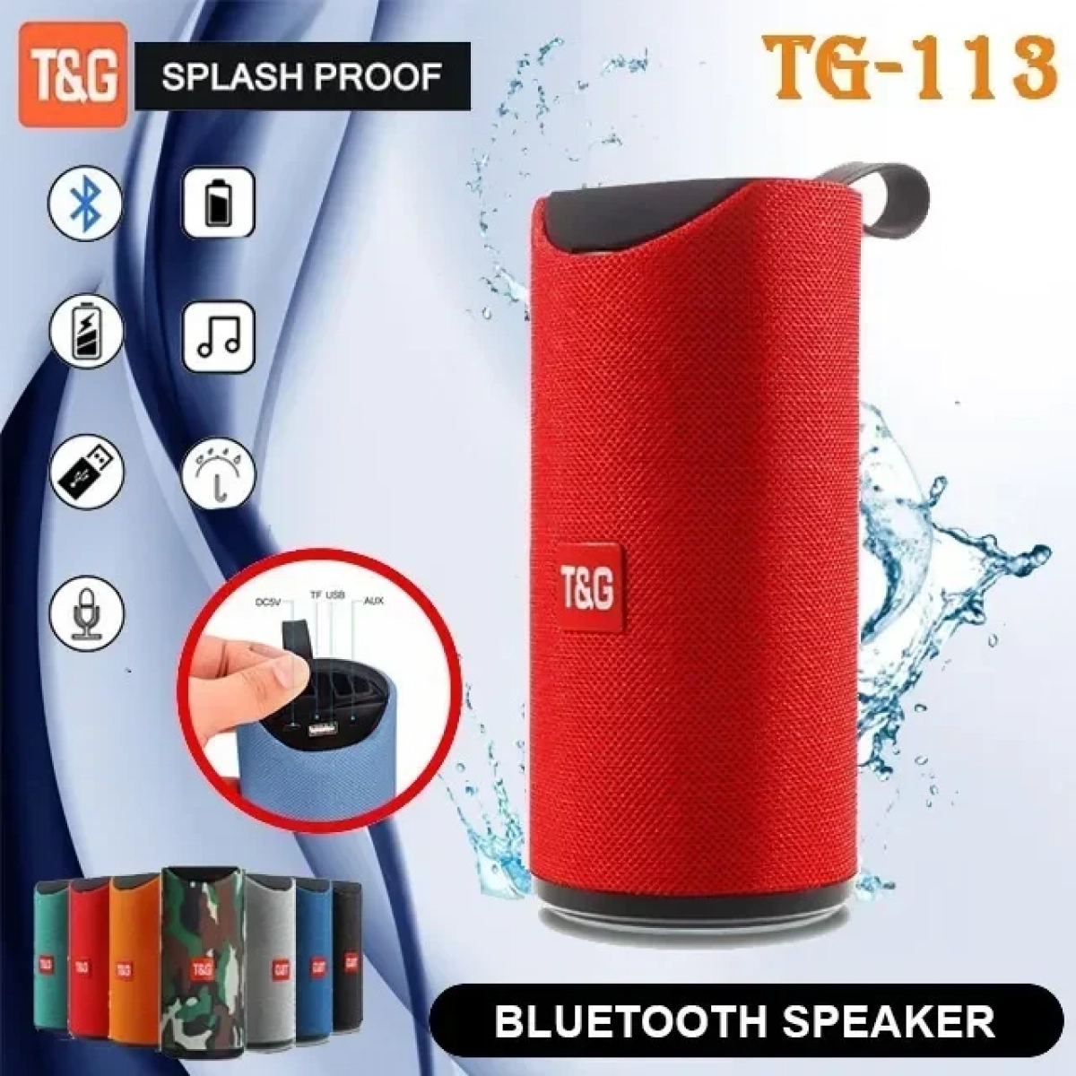 Φορητό Ηχείο T&G TG113 Wireless Bluetooth Speaker Portable Mini, σε κόκκινο χρώμα