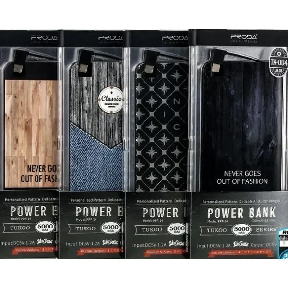 Power Bank PRODA 5000mah tk-002, σε μαύρο/λευκό χρώμα με σχέδιο