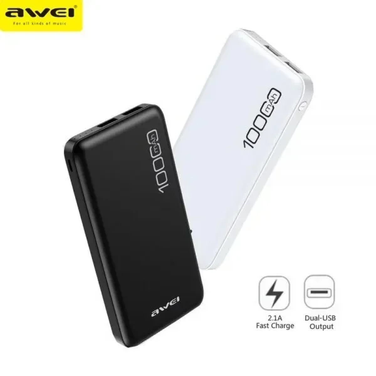 Power Bank Awei P28K 10000mAh, σε λευκό χρώμα