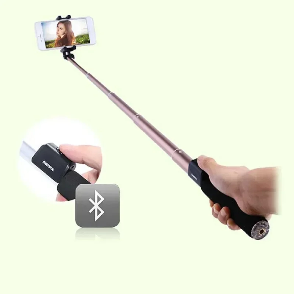 Remax Selfie Stick P4 Bluetooth Αλουμινίου, σε ροζ χρώμα