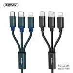 Remax RC-131th Καλώδιο USB σε Lightning / Type-C / micro USB, 1,15m, σε μπλε χρώμα