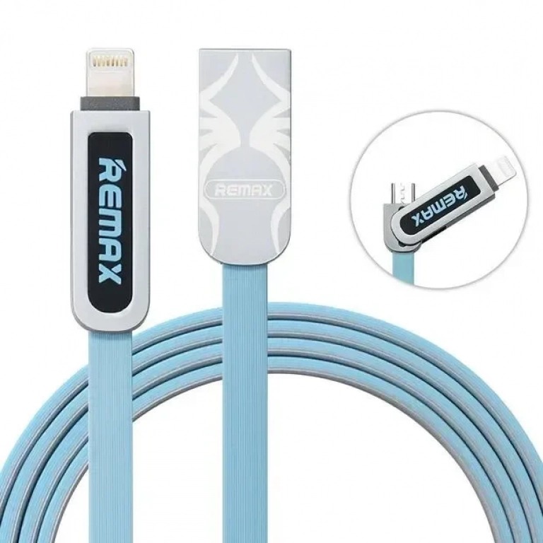 Καλώδιο Σύνδεσης Remax RC-067t Armor 2in1 Για Lightning & Micro Usb, σε γαλάζιο χρώμα