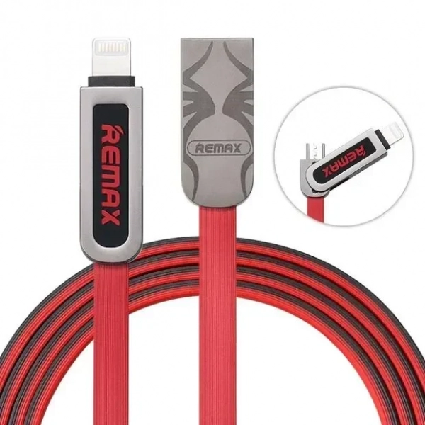 Καλώδιο Σύνδεσης Remax RC-067t Armor 2in1 Για Lightning & Micro Usb, σε κόκκινο χρώμα