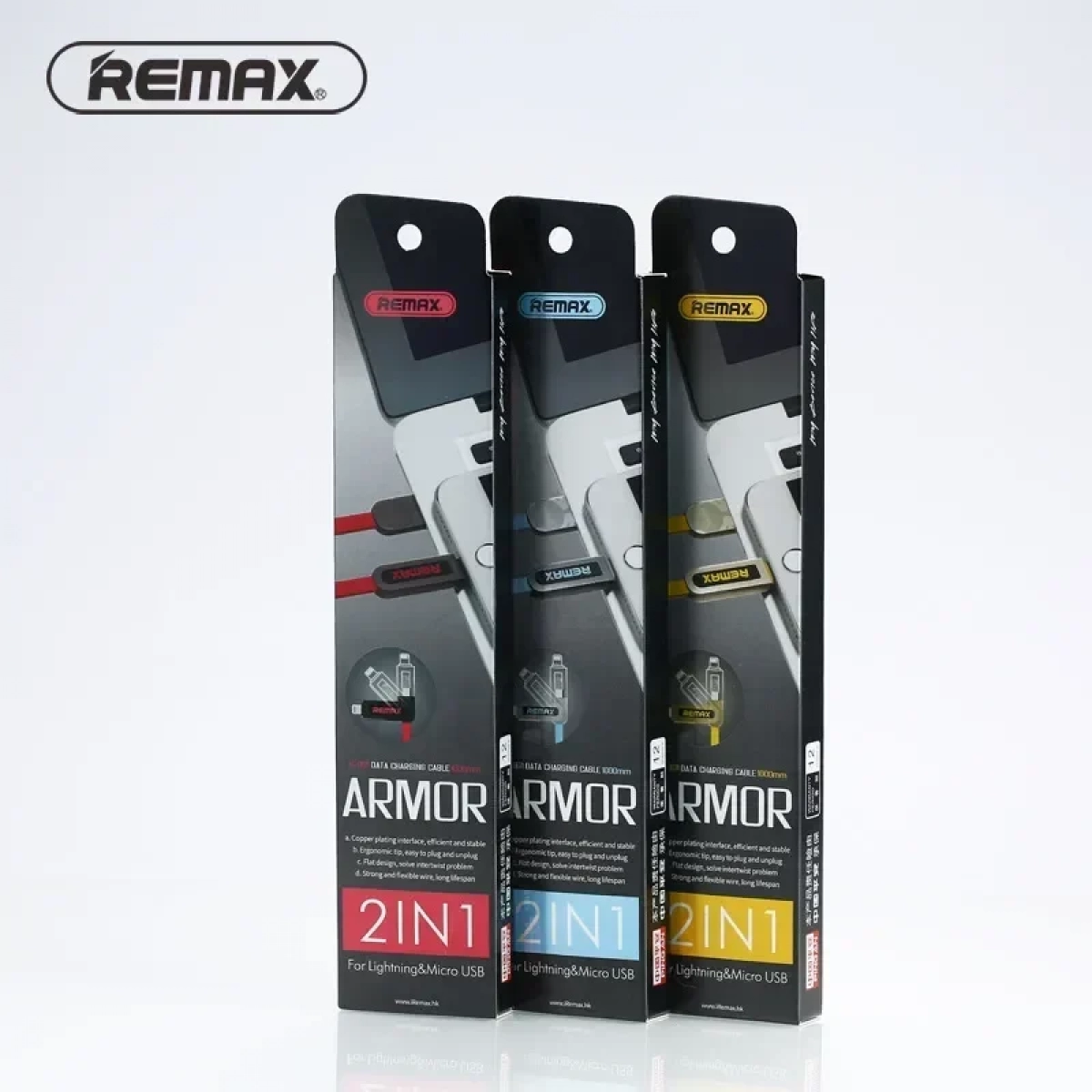 Καλώδιο Σύνδεσης Remax RC-067t Armor 2in1 Για Lightning & Micro Usb, σε κόκκινο χρώμα