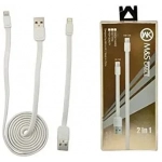 Διπλό Καλώδιο Φόρτισης WK M&S 2 σε 1 Για Lightning & Micro Usb, σε λευκό χρώμα - Image 3