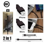 Διπλό Καλώδιο Φόρτησης WK M&S 2 σε 1 Για Lightning & Micro Usb, σε μαύρο χρώμα - Image 3