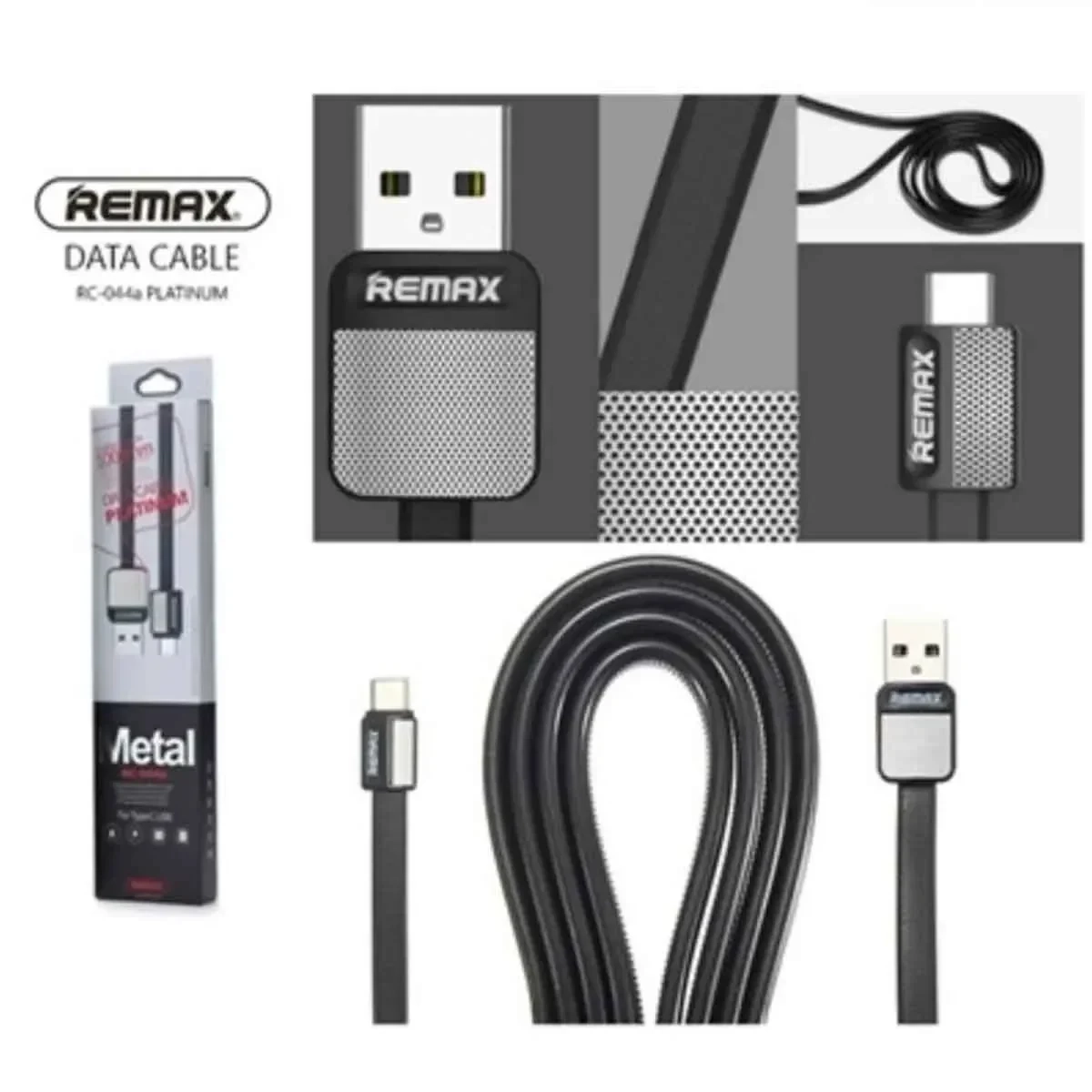 Καλώδιο φόρτισης και μεταφοράς δεδομένων REMAX RC-044a USB σε Type C 1m, σε μαύρο χρώμα