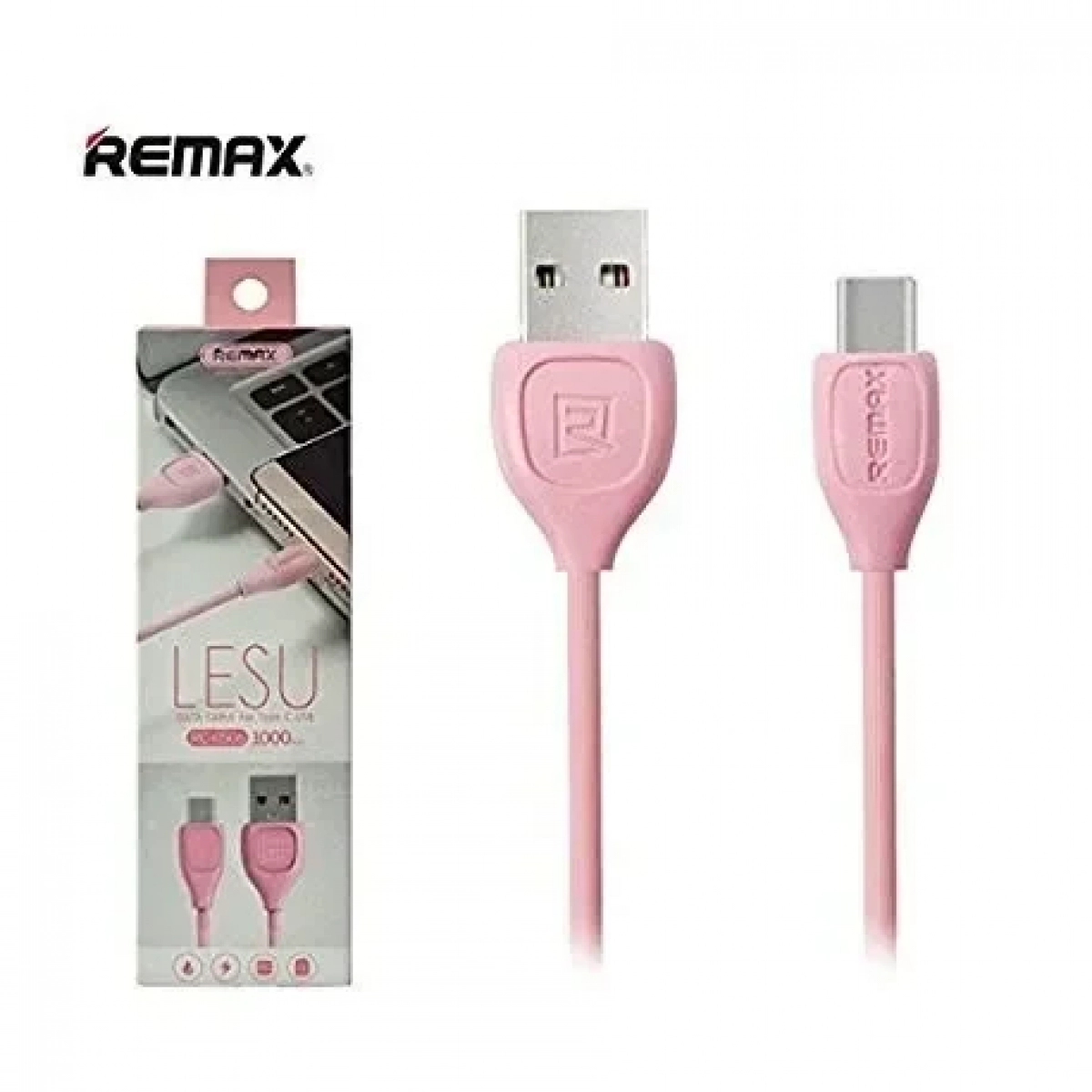 Remax Lesu RC-050a Καλώδιο Φόρτισης και μεταφοράς δεδομένων Type C 1.0m, σε ροζ χρώμα