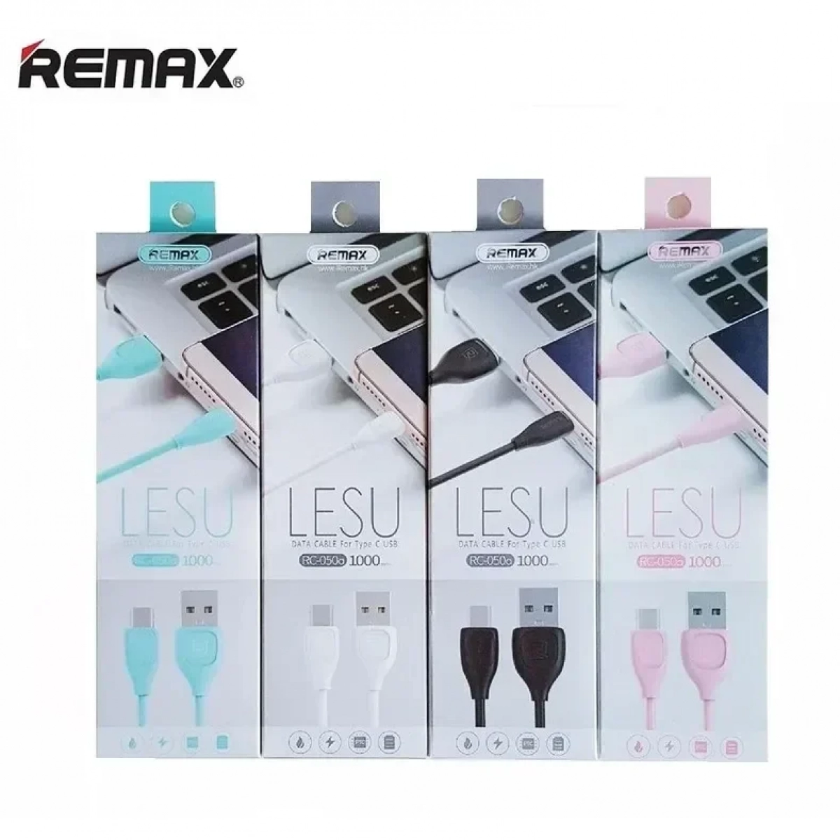 Remax Lesu RC-050a Καλώδιο Φόρτισης και μεταφοράς δεδομένων Type C 1.0m, σε ροζ χρώμα