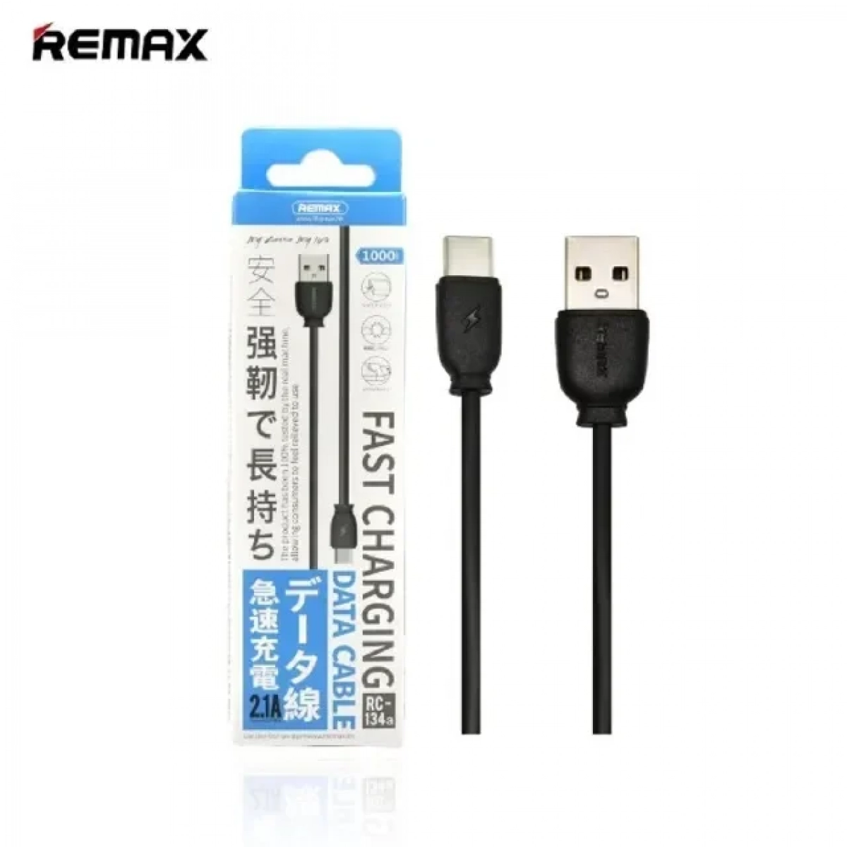 Καλώδιο Φόρτισης και Μεταφοράς Remax Suji Fast Charger Usb To Type C RC-134a 1M, σε μαύρο χρώμα