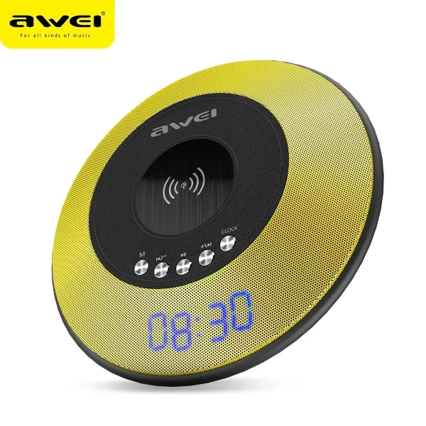 Ασύρματος Φορτιστής Awei Y290 με ηχείο Bluetooth, σε κίτρινο χρώμα