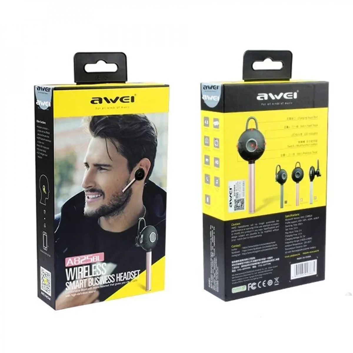 Ασύρματο Handsfree Ακουστικό Bluetooth AWEI A825BL - Smart Bussiness Headset, σε μπλε χρώμα