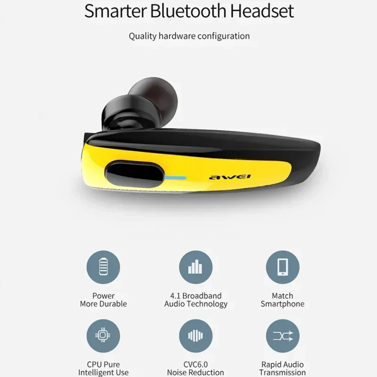 Ακουστικό Bluetooth Awei N3, σε κίτρινο χρώμα