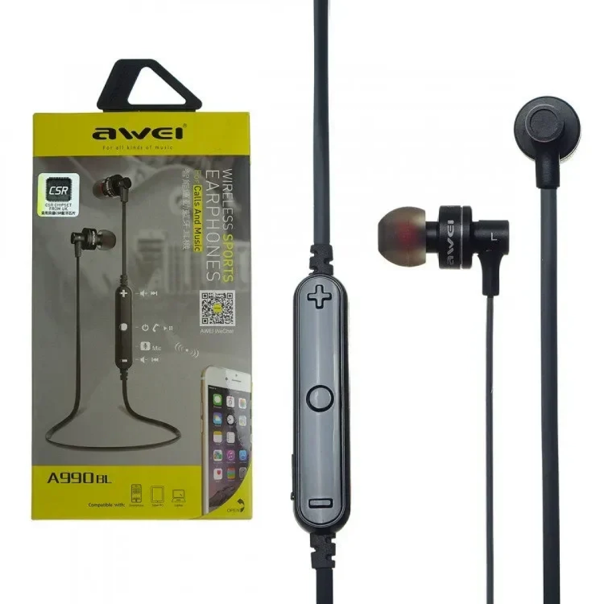 Ακουστικά Bluetooth Awei A990BL, σε κόκκινο χρώμα