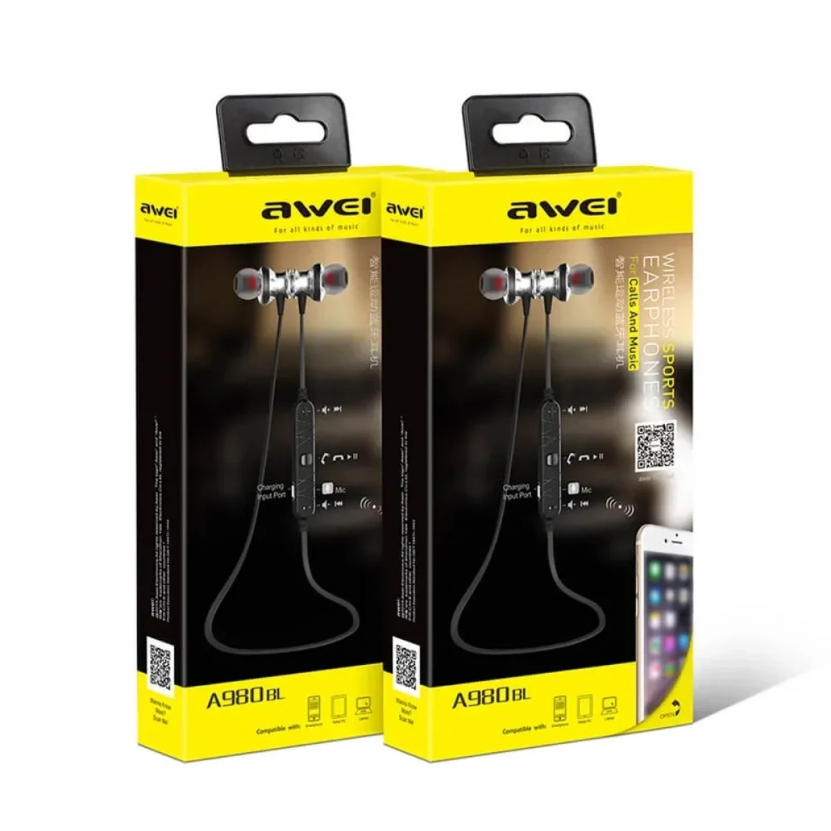 Ακουστικά Bluetooth Awei A980BL, σε ασημί χρώμα