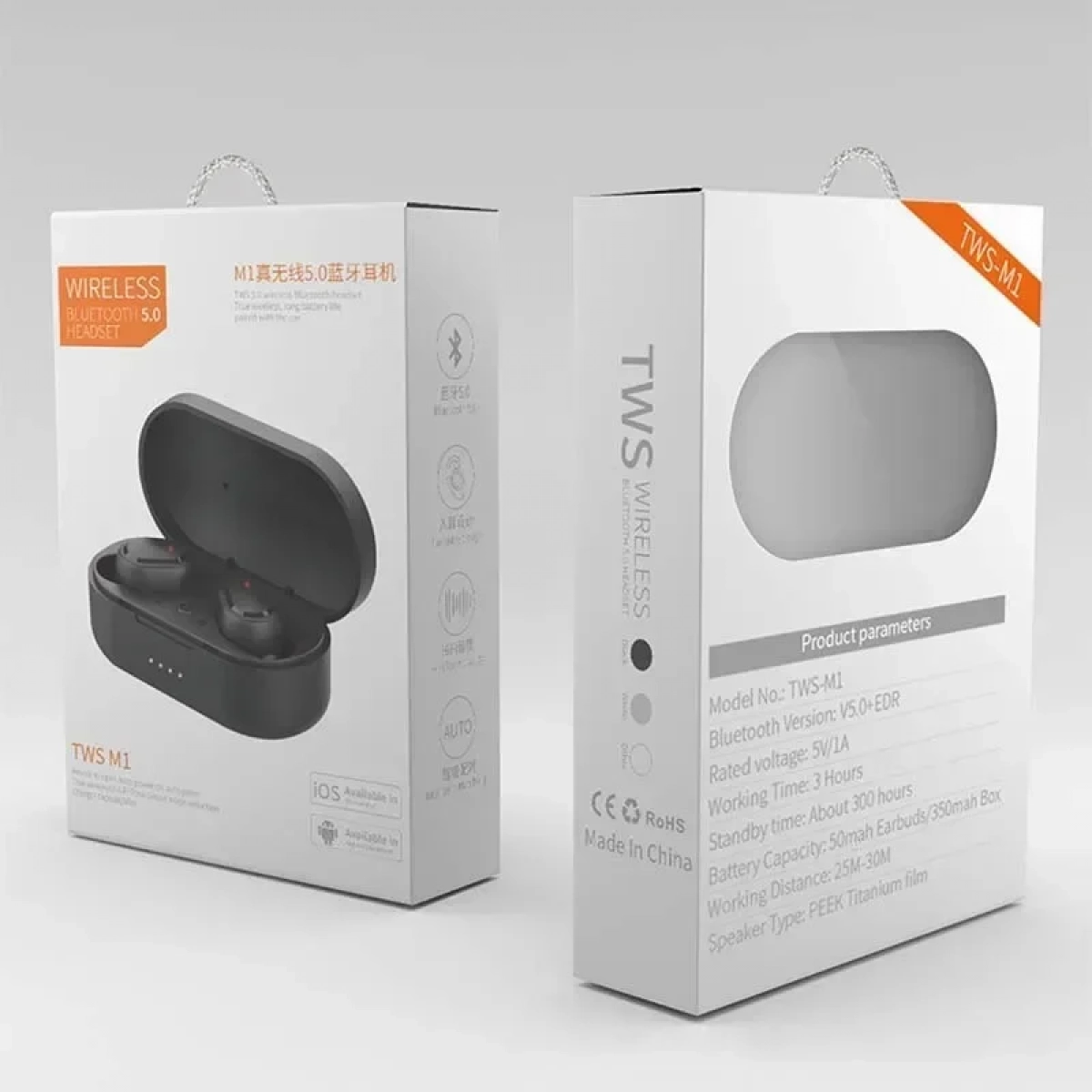 Ασύρματα Bluetooth Ακουστικά με Βάση Φόρτισης TWS-M1, σε λευκό χρώμα