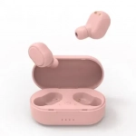 Ασύρματα Bluetooth Ακουστικά με Βάση Φόρτισης TWS-M1, σε ροζ χρώμα