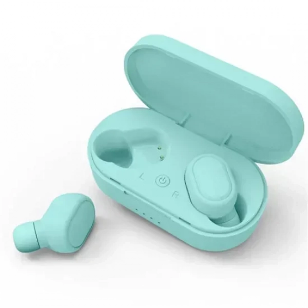 Ασύρματα Bluetooth Ακουστικά με Βάση Φόρτισης TWS-M1, σε γαλάζιο χρώμα