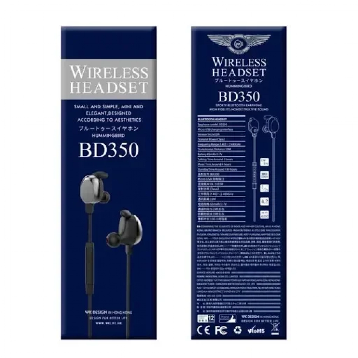 Ακουστικά Bluetooth WK Design BD-350, σε λευκό χρώμα