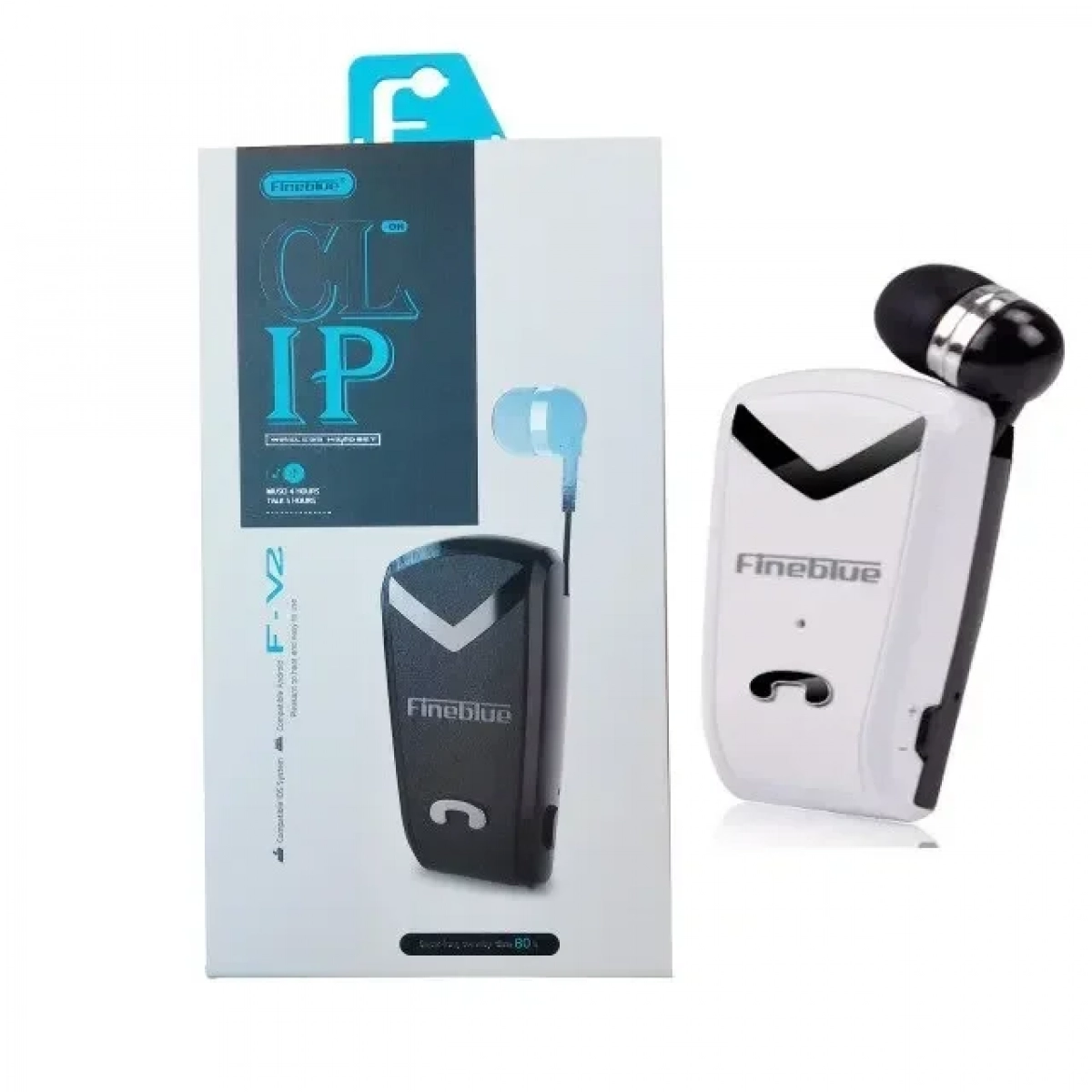 Fineblue FV2 Bluetooth Hands Free Ακουστικό, σε λευκό χρώμα