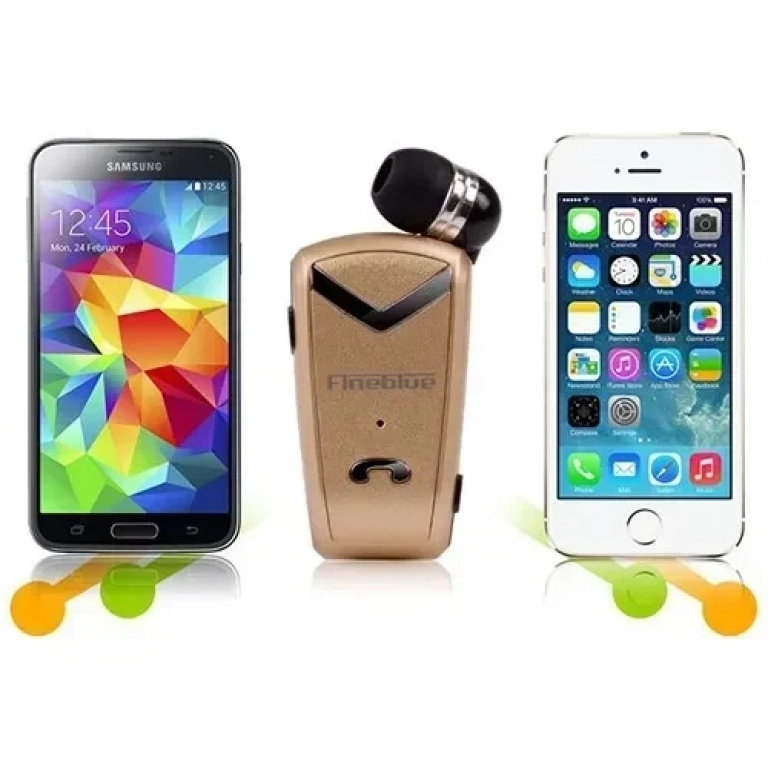 Fineblue FV2 Bluetooth Hands Free Ακουστικό, σε χρυσό χρώμα