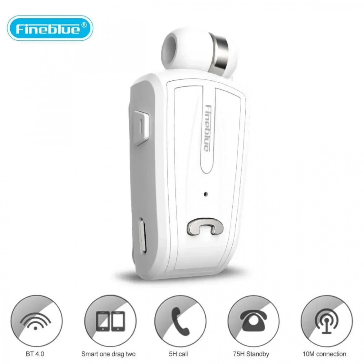 Fineblue F-V6 Mini Wireless Bluetooth Headset, σε λευκό χρώμα