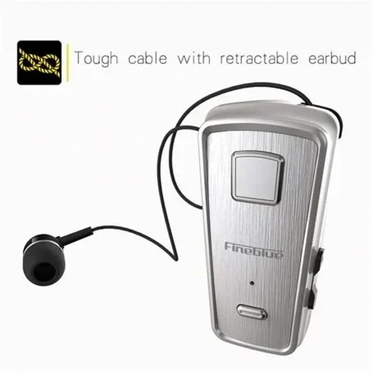 Ακουστικό Bluetooth Fineblue Hands Free F980, σε ασημί χρώμα