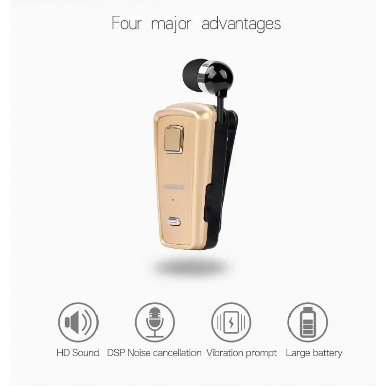 Ακουστικό Bluetooth Fineblue Hands Free F980, σε χρυσό χρώμα