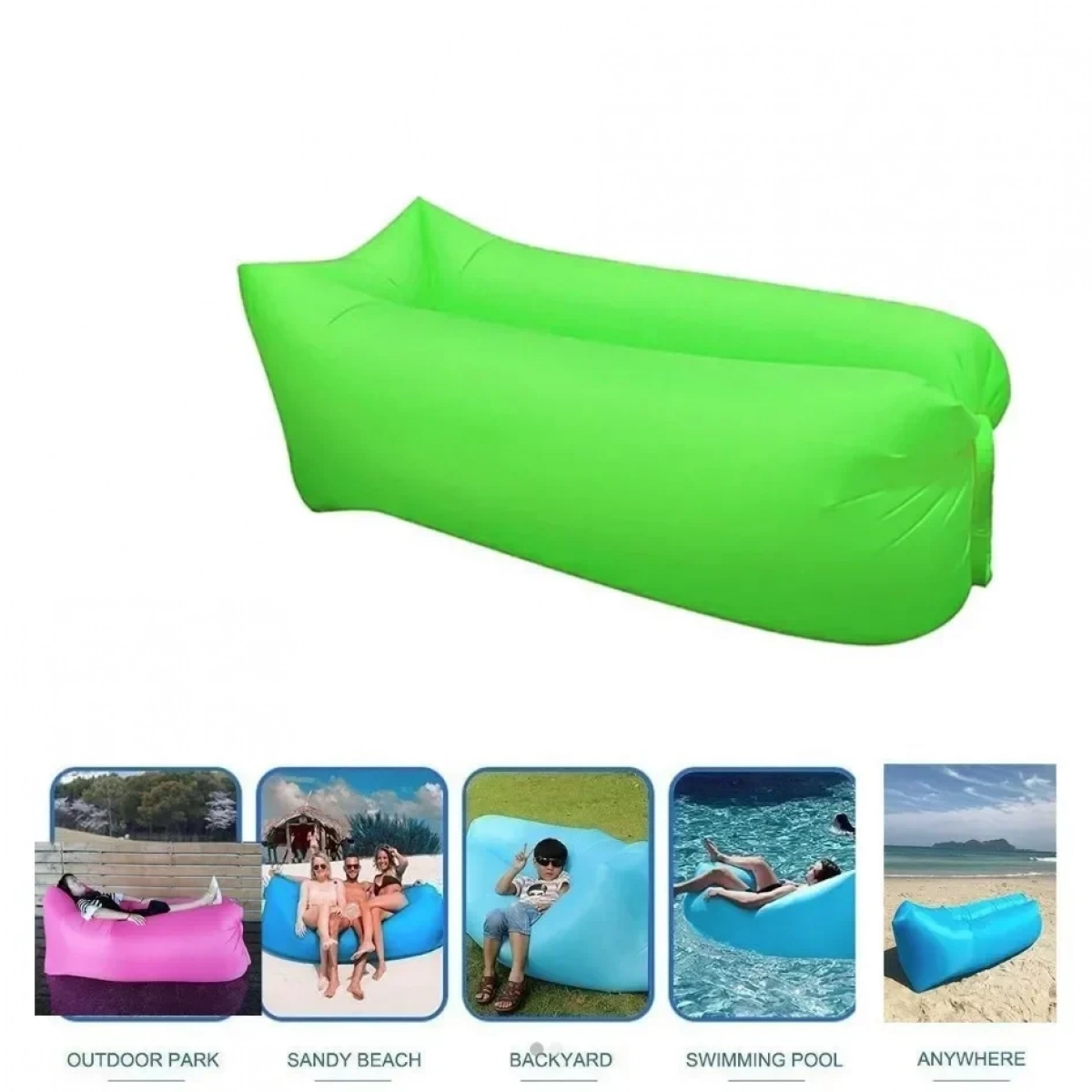 Φουσκωτό Στρώμα & Κάθισμα Ξαπλώστρα Lazy Bag Inflatable Air Sofa 185CM, σε πράσινο χρώμα