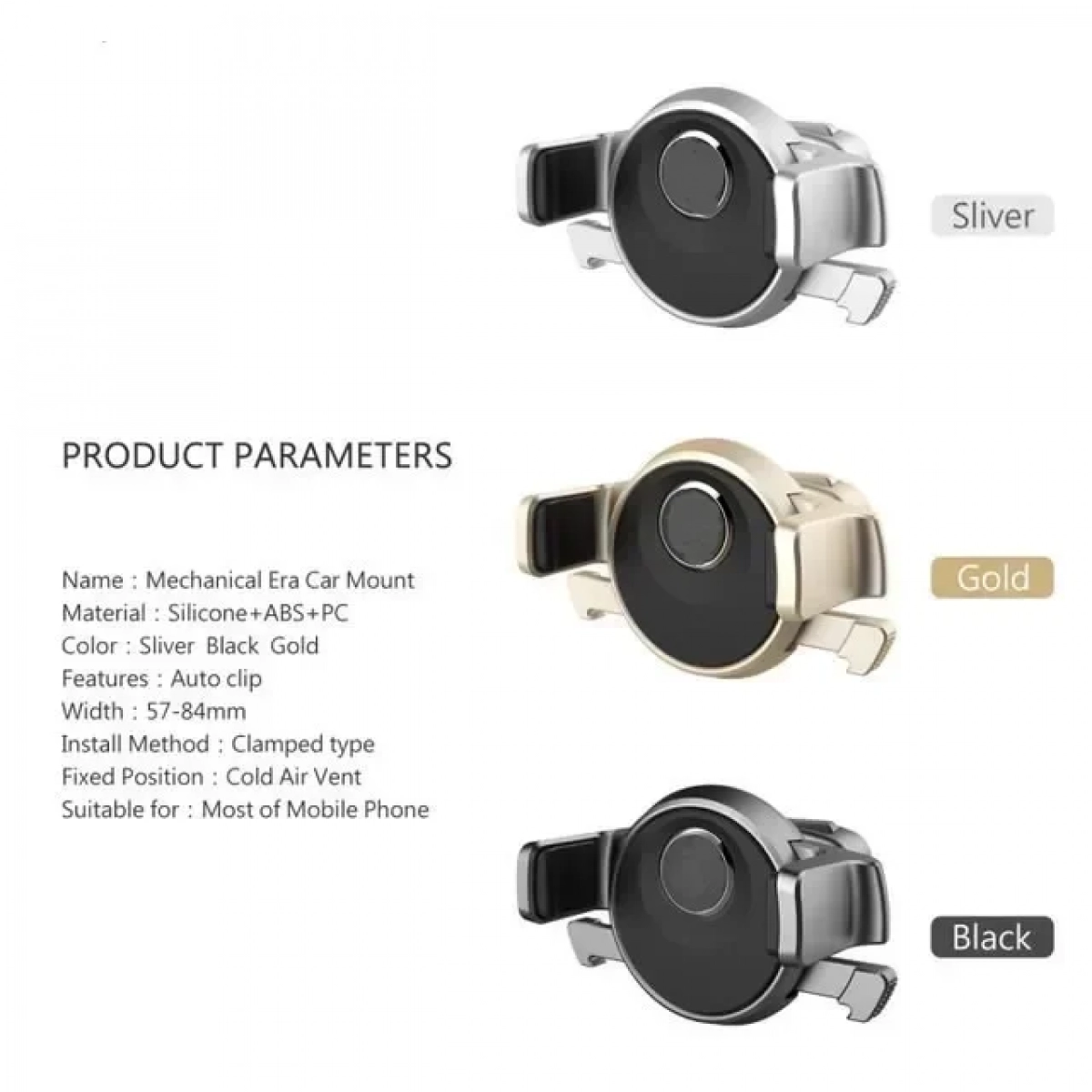 OEM Βάση Κινητού Για Αεραγωγό Αυτοκινήτου Mechanical Era, σε ασημί χρώμα