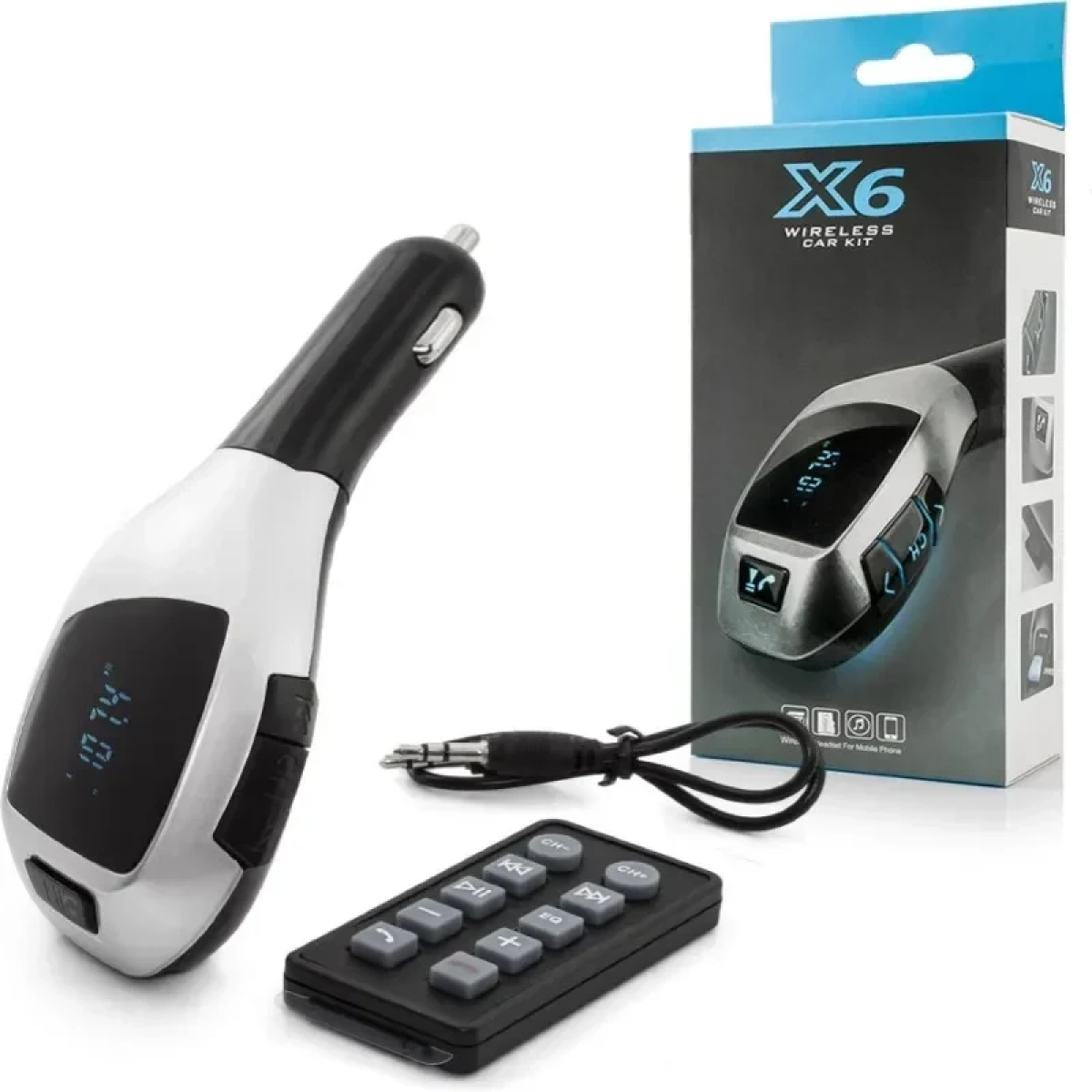 ΟΕΜ Πομπός Αυτοκινήτου με θήρα USB/SD Car FM Με Χειριστήριο X6, σε μαύρο χρώμα