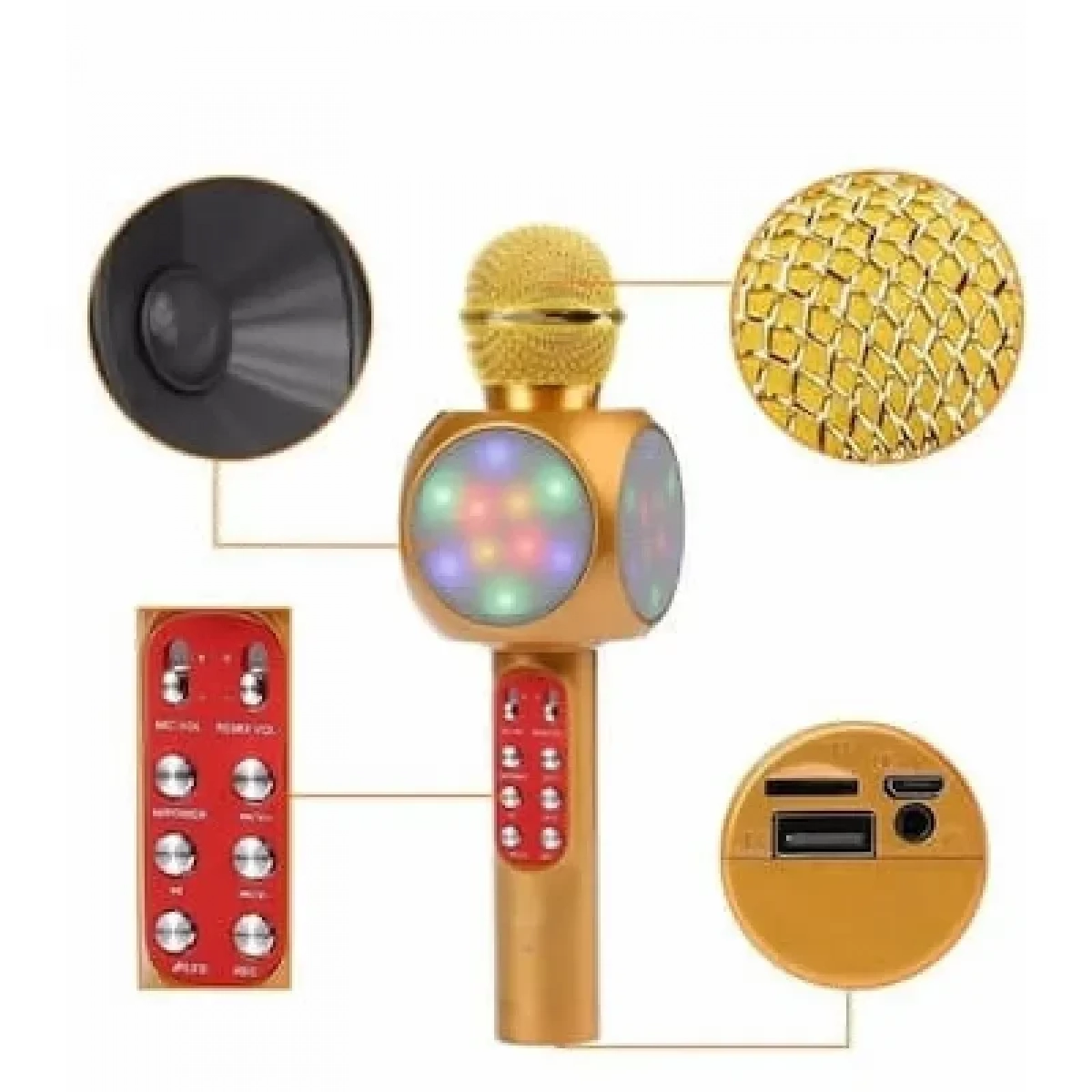 Ασύρματο Bluetooth Μικρόφωνο HI-FI Ηχείο WSTER WS-1816, σε χρυσό χρώμα