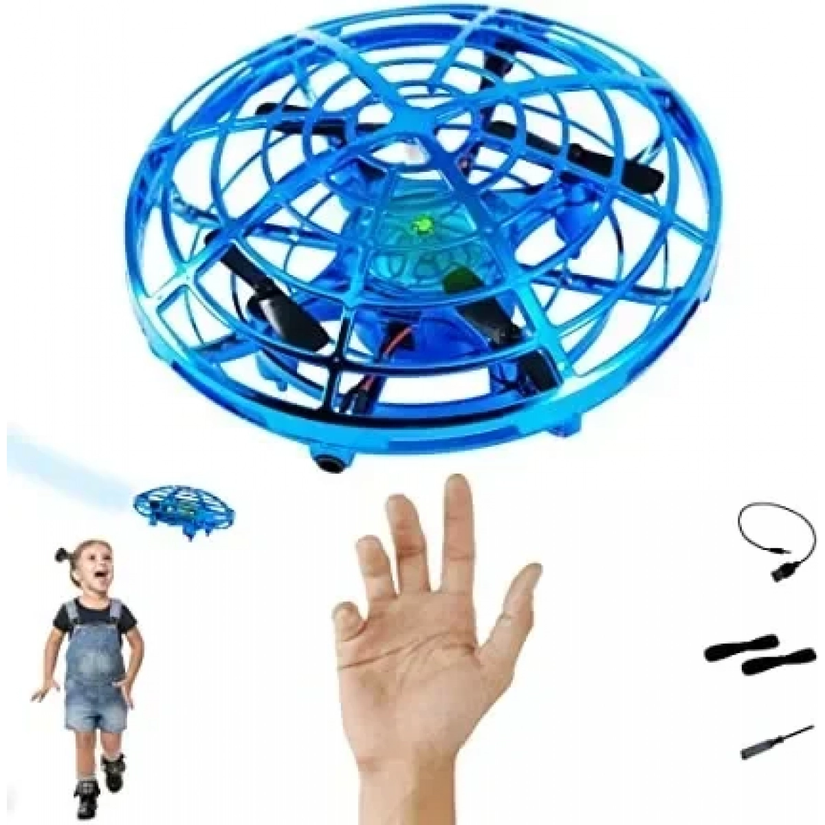 UFO Interactive Aircraft MINI-DRONE Without Radio Control, σε γαλάζιο χρώμα
