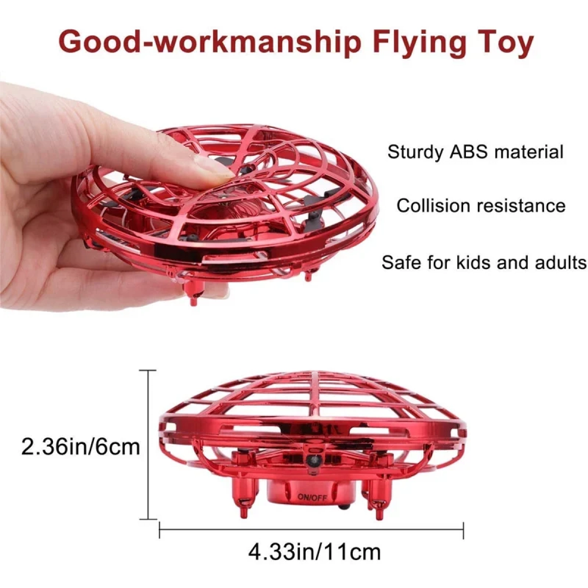 UFO Interactive Aircraft MINI-DRONE Without Radio Control, σε κόκκινο χρώμα - Image 4