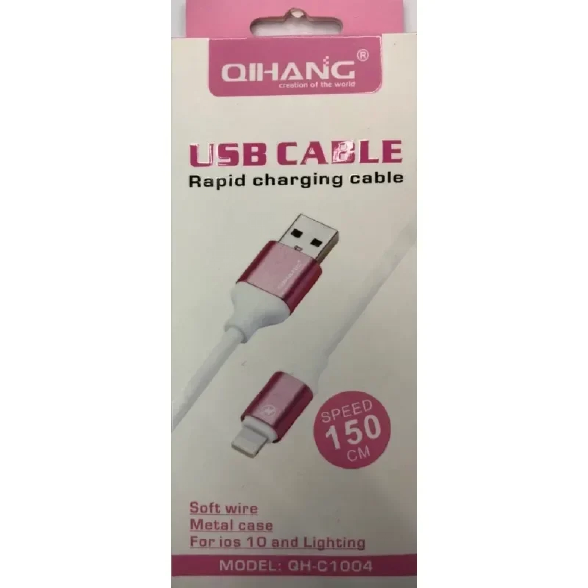Καλώδιο Qihang (QH-C1004) USB To Lightning 1.5m, σε ροζ/χρυσό χρώμα