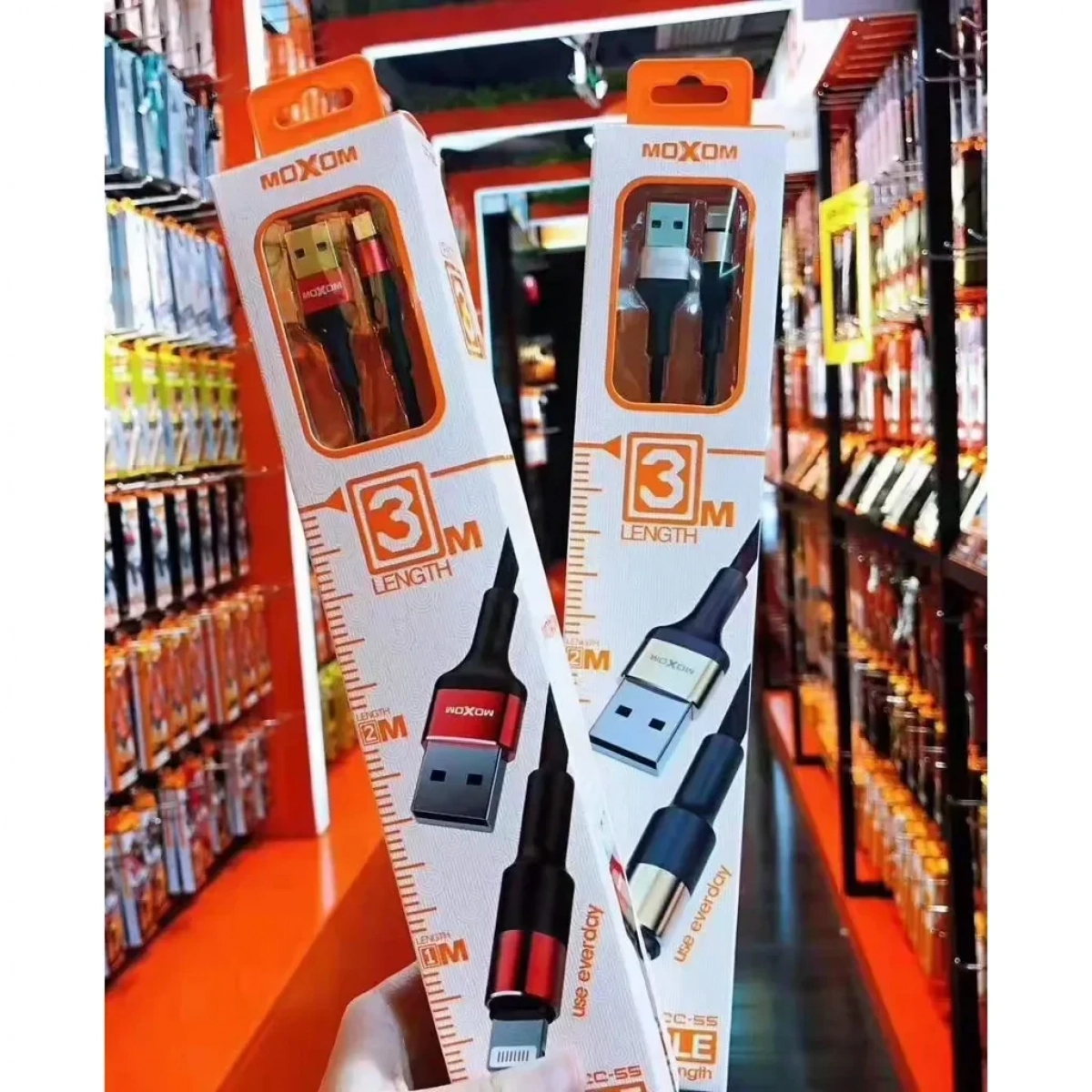 Καλώδιο Φόρτισης Moxom CC-55 Braided Cable Μicro-USB 3m, σε κόκκινο χρώμα