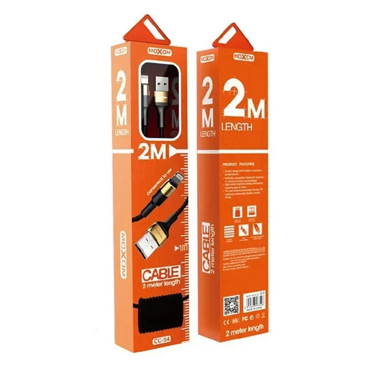 Καλώδιο Φόρτισης Moxom CC-55 Braided Cable Μicro-USB 2m, σε χρυσό χρώμα