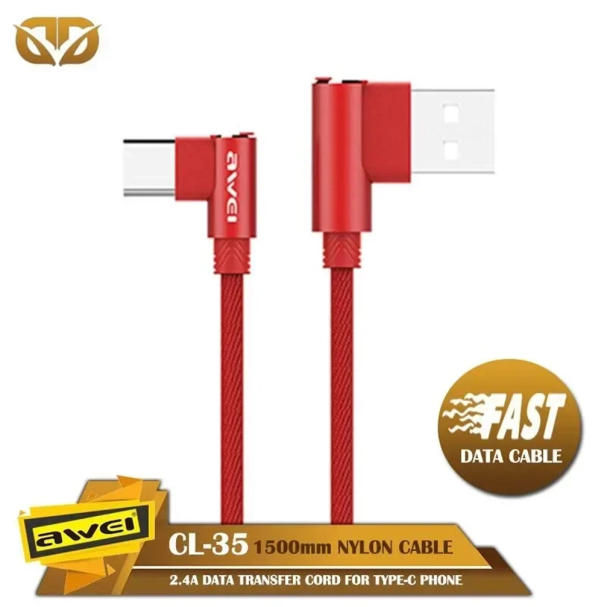 Καλώδιο Φόρτισης Awei CL-35 1.5m USB Type-C Fast Charging Cable, σε κόκκινο χρώμα