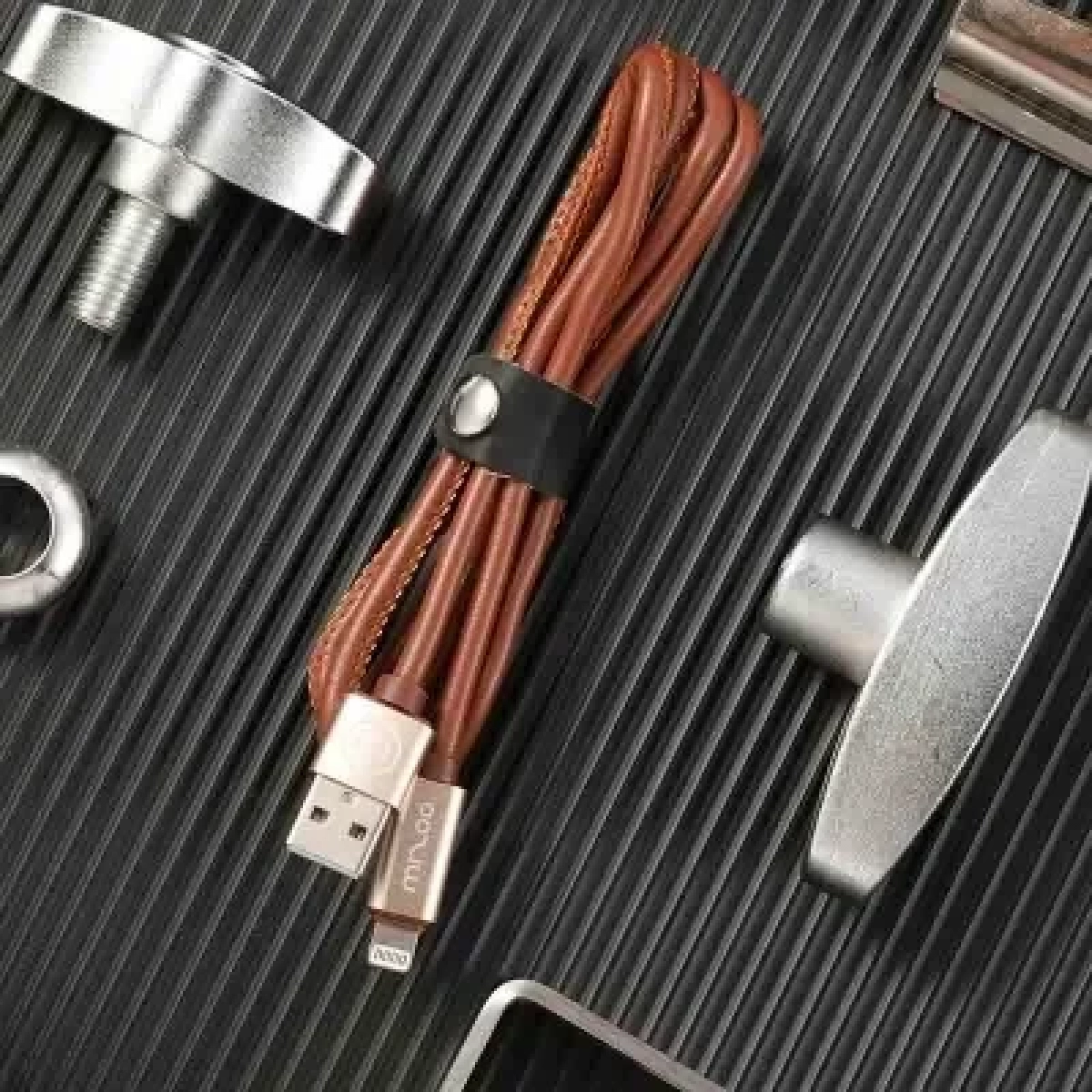 Καλώδιο Δεδομένων USB to Lightning Mizoo X19 Γρήγορη Φόρτιση 1.0m, σε καφέ χρώμα